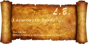 Lazarovits Bekő névjegykártya